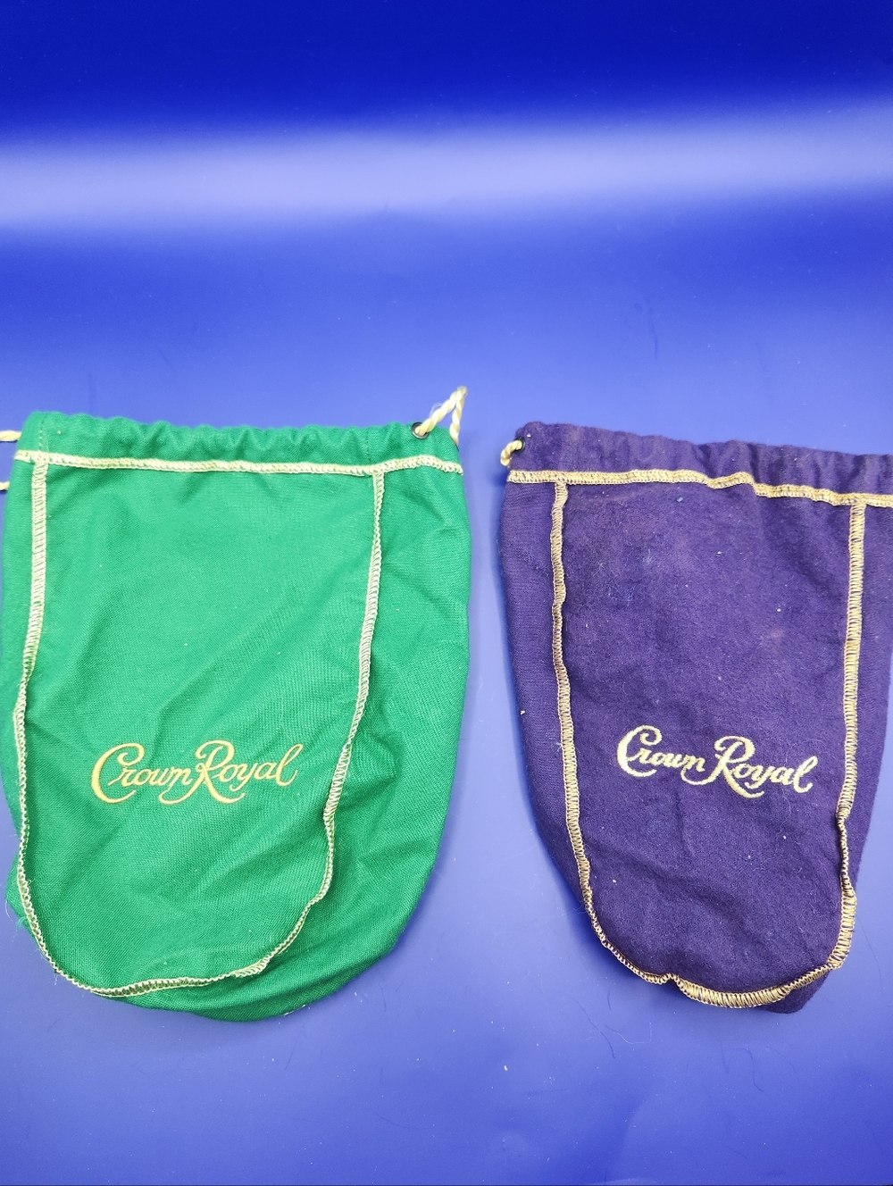 Crown Royal Drawstring Bag Lot - 1 Purple & 1 Regal Apple Green